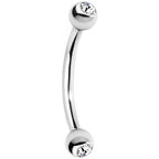16G 3/8 Clear Gem Internally Threaded Eyebrow Ring