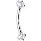 Clear Prong Set Gem Internally Threaded Eyebrow Ring