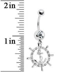 Crystalline Gem Ship Wheel and Anchor Belly Ring