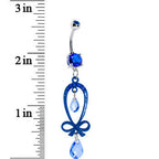 Dazzling Blue Gem Ribbon Dangle Belly Ring