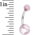 Grade 23 Solid Titanium Pink Acrylic Swirl Belly Ring