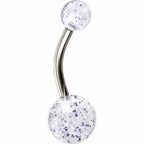 Grade 23 Solid Titanium Clear Glitter Acrylic Belly Ring