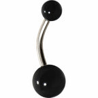 Grade 23 Solid Titanium Flat Black Acrylic Belly Ring