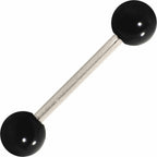 Grade 23 Solid Titanium Flat Black Acrylic Barbell Tongue Ring