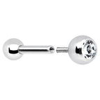 16G 1/4 Stainless Steel Internally Threaded CZ Barbell