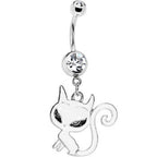 Crystalline Gem Swirly Kitty Cat Belly Ring