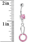 Pink Gem Paved Circular Loop Belly Ring