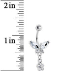 Crystalline Gem Butterfly Daisy Flower Belly Ring