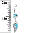 Aqua Gem Inverted Encrusted Teardrop Belly Ring