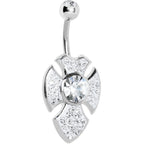 Crystalline Gem Latin Cross Belly Ring