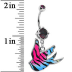 Pink Blue Animal Stripe Bird Belly Ring