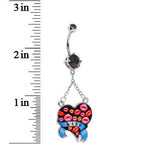Double Gem Smooch Kisses Heart Belly Ring