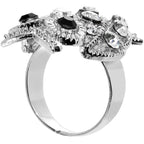 Clear Gem Sparkle Black Eyed Owl Adjustable Ring