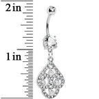 Crystalline Gem Faux Pearl Swirl Dangle Belly Ring