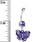 Purple Gem Sparkling Butterfly Dangle Belly Ring