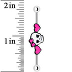 14G Stainless Steel Lady Skull Hearts Industrial Barbell 38mm