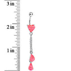 Pink Gem Peachy Heart Drops Belly Ring