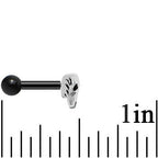 Black Acrylic 925 Silver Black Gem Bull Cartilage Earring