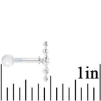 White Acrylic 925 Silver Clear Gem Left Cartilage Earring