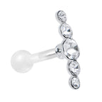White Acrylic 925 Silver Clear Gem Left Cartilage Earring