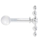 White Acrylic 925 Silver Clear Gem Left Cartilage Earring