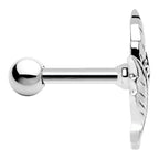 Silver 925 Clear Gem Leaf Cartilage Tragus Earring