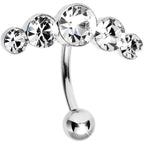 Crystalline Gem Five Across Top Mount Belly Ring