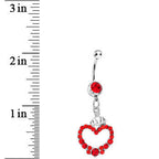 Red Gem Regal Crown Heart Belly Ring