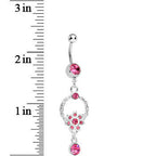 Pink Gem Infinite Flower Drop Belly Ring