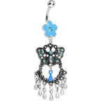 Blue Gem Butterfly Chandelier Belly Ring