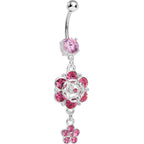 Precious Pink Flower Drop Belly Ring