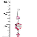 Precious Pink Flower Drop Belly Ring