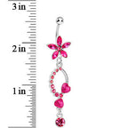 Pink Gem Flirty Flower Drop Belly Ring