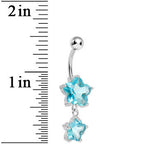 Light Blue Gem Flower Drop Belly Ring