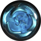 18mm Black Acrylic Aqua Metallic Rose Flower Plug