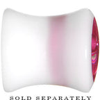 0G White Acrylic Pink Metallic Rose Flower Plug