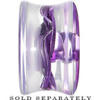 18mm Clear Acrylic Floating Purple Metallic Rose Flower Plug