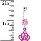 Pink Gem Princess Crown Belly Button Ring