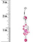 Pink Gem Teardrop Petal Dangle Belly Ring