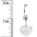 Crystalline Gem Clear Glitter Heart Dangle Belly Ring