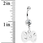 Crystalline Gem Clear Glitter Bow Dangle Belly Ring