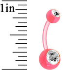Crystalline Double Gem Pink Acrylic UV Belly Ring