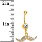Gold Plated Crystalline Gem Paved Mustache Belly Ring