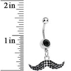 Black Gem Paved Mustache Belly Ring
