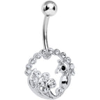 Crystalline Gem Paved Preening Peacock Belly Ring