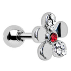 Red Crystalline Gem Bright Flower Cartilage Earring