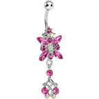 Pink Gem Dazzling Dangle Chandelier Belly Ring
