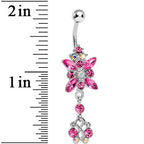 Pink Gem Dazzling Dangle Chandelier Belly Ring