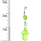 Light Green Gem Neon Leaf Vine Dangle Belly Ring