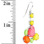 Faux Multi Stone Neon Jumble Dangle Earrings